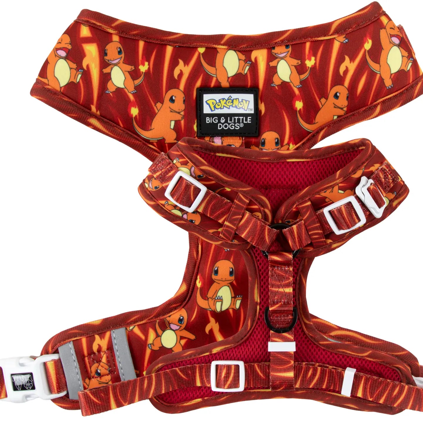 Adjustable Dog Harness (with Neck Clip): Pokémon Collection - Charmander